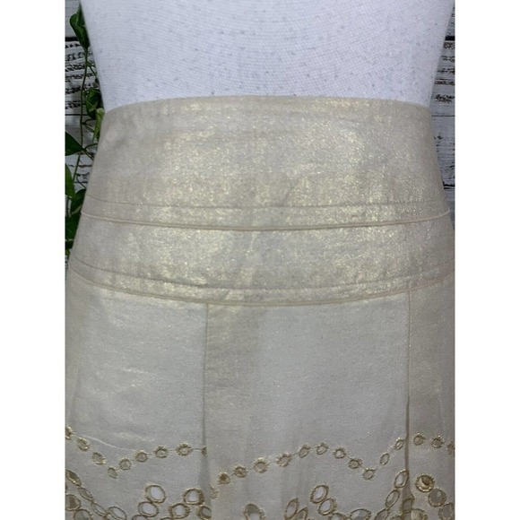 Nygard Skirt Plus 24 Ivory Gold Eyelet Knee Wedding Cocktail Church Modest Slim - Picture 4 of 14